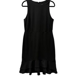 Ann Taylor Black Shift Dress Size 8 | Double Ruffle Hem |‎ Classic Work Cocktail